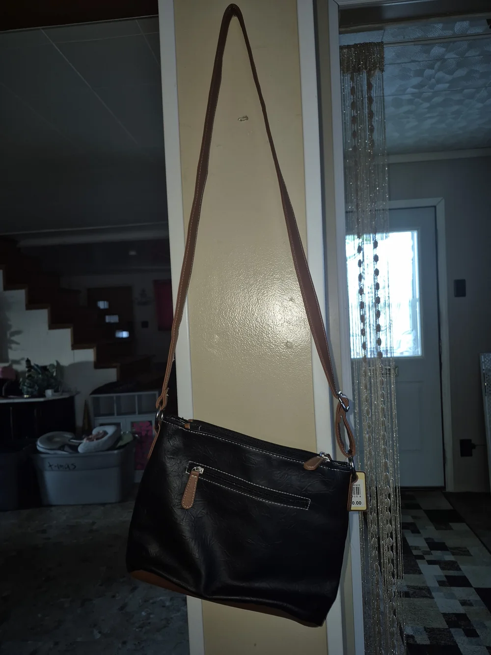 Stone & Co. Black and Brown Leather Crossbody Messenger Bag